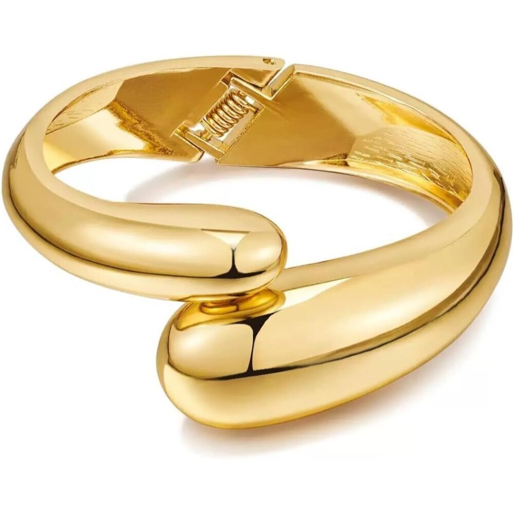 Gold Chunky Bangle Bracelets for Women and Teens Adjustable Chunky Twist Cuff
